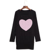 Chic Round Collar Long Sleeve Heart Print Bodycon Mini Dress for Women