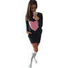 Chic Round Collar Long Sleeve Heart Print Bodycon Mini Dress for Women