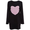 Chic Round Collar Long Sleeve Heart Print Bodycon Mini Dress for Women