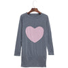 Chic Round Collar Long Sleeve Heart Print Bodycon Mini Dress for Women