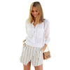 Sexy Plunging Neck Long Sleeve Lace Up Pure Color Shirt for Ladies