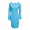 Elegant Casual Round Collar Long Sleeve Solid Plus Size Women Dress