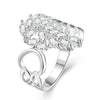 Silver Plated Finger Ring for Lady Feather Pattern R680