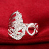 Silver Plated Finger Ring for Lady Feather Pattern R680