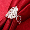Silver Plated Finger Ring for Lady Feather Pattern R680