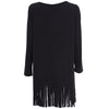 Fashionable Scoop Collar Long Sleeve Hollow Out Fringed Loose-Fitting Dress For Women