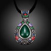 N015-C Women National Style Water Drop Shape Diamond Necklace