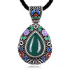 N015-C Women National Style Water Drop Shape Diamond Necklace