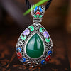 N015-C Women National Style Water Drop Shape Diamond Necklace