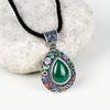 N015-C Women National Style Water Drop Shape Diamond Necklace