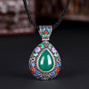 N015-C Women National Style Water Drop Shape Diamond Necklace