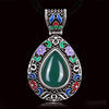 N015-C Women National Style Water Drop Shape Diamond Necklace