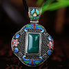 N005-C Women Antique National Style Carving Pendant Necklace