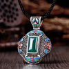 N005-C Women Antique National Style Carving Pendant Necklace
