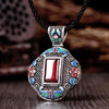 N005-B Women Antique National Style Carving Pendant Necklace