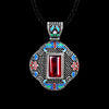 N005-B Women Antique National Style Carving Pendant Necklace
