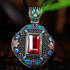 N005-B Women Antique National Style Carving Pendant Necklace