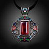 N005-B Women Antique National Style Carving Pendant Necklace
