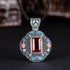 N005-B Women Antique National Style Carving Pendant Necklace