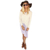 Fashionable Scoop Collar Long Sleeve Color Block Asymmtrical Ladies Dress