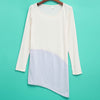 Fashionable Scoop Collar Long Sleeve Color Block Asymmtrical Ladies Dress