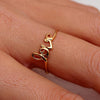Chic Women Rhinestone Letter Decorated Two Sides Ring