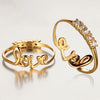 Chic Women Rhinestone Letter Decorated Two Sides Ring