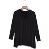 Sexy Hooded Long Sleeve Criss-Cross Hollow Out Pure Color Asymmetrical Blouse for Ladies