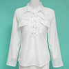 Sexy Plunging Neck Long Sleeve Lace Up Pure Color Shirt for Ladies