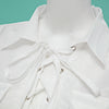 Sexy Plunging Neck Long Sleeve Lace Up Pure Color Shirt for Ladies