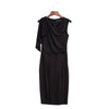 Stylish Round Collar Sleeveless Pleat Design Slim Dress
