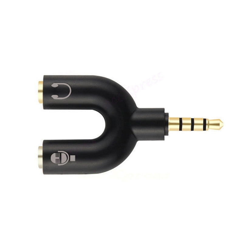 3.5mm Stereo Splitter Audio to Mic Headset Jack Plug Y Adapter