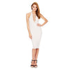 Sexy Halter Sleeveless Lace Up Pure Color Bodycon Midi Dress for Ladies