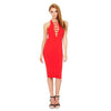 Sexy Halter Sleeveless Lace Up Pure Color Bodycon Midi Dress for Ladies