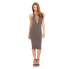 Sexy Halter Sleeveless Lace Up Pure Color Bodycon Midi Dress for Ladies