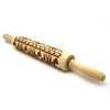Christmas Wooden Rolling Pin Engraved Embossing with Christmas Symbols