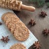 Christmas Wooden Rolling Pin Engraved Embossing with Christmas Symbols