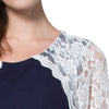 Fresh Style Round Collar Long Sleeve Lace Spliced Color Block A-Line Women's Dress