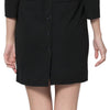Simple Design Round Collar Long Sleeve Color Button and Pocket Design Straight Women's Dress