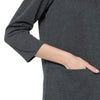 Simple Design Round Collar Long Sleeve Color Button and Pocket Design Straight Women's Dress