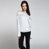 Stylish Slash Collar Long Sleeve Pure Color Knitted Pullover for Women
