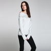 Stylish Slash Collar Long Sleeve Pure Color Knitted Pullover for Women