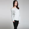 Stylish Slash Collar Long Sleeve Pure Color Knitted Pullover for Women
