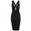 Sexy Halter Sleeveless Lace Up Pure Color Bodycon Midi Dress for Ladies