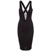 Sexy Halter Sleeveless Lace Up Pure Color Bodycon Midi Dress for Ladies