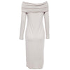 Sexy Off The Shoulder Long Sleeve Bodycon Pure Color Midi Dress for Women
