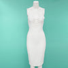 Sexy Halter Sleeveless Lace Up Pure Color Bodycon Midi Dress for Ladies