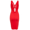 Sexy Halter Sleeveless Lace Up Pure Color Bodycon Midi Dress for Ladies