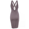 Sexy Halter Sleeveless Lace Up Pure Color Bodycon Midi Dress for Ladies