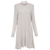 Casual Stand Collar Solid Color Long Sleeve Pleated Women Dress